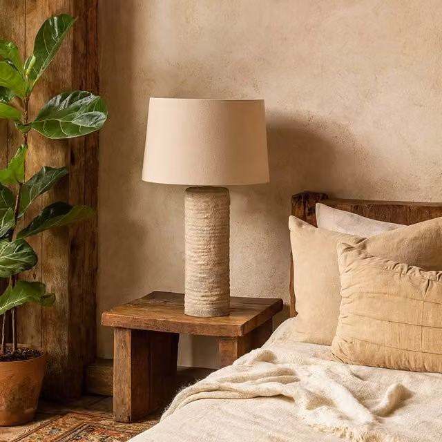 Wyld Haus Florence Tall Grey Etched Aged Stoneware Table Lamp