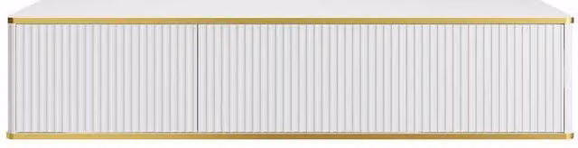 Vente-unique Striped Gold Trim 2-Drawer Wall-Hung Vanity Unit in White and Gold, W: 150 cm, D: 47 cm, H: 54 cm