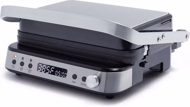 GreenPan Bistro 6-in-1 Contact Grill and Griddle with Silver Ceramic Non-Stick Coating