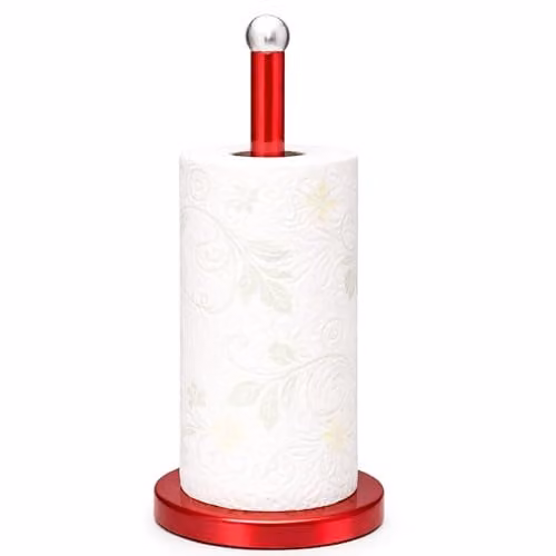 Innoteck Freestanding Stainless Steel Kitchen Paper Towel Holder with Non-Slip Base, Red
