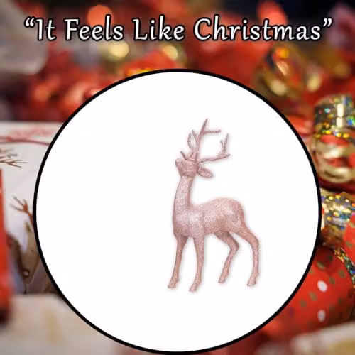 VFM e-Store Glitter Reindeer Christmas Tree Ornament, Gold, 26cm – 7