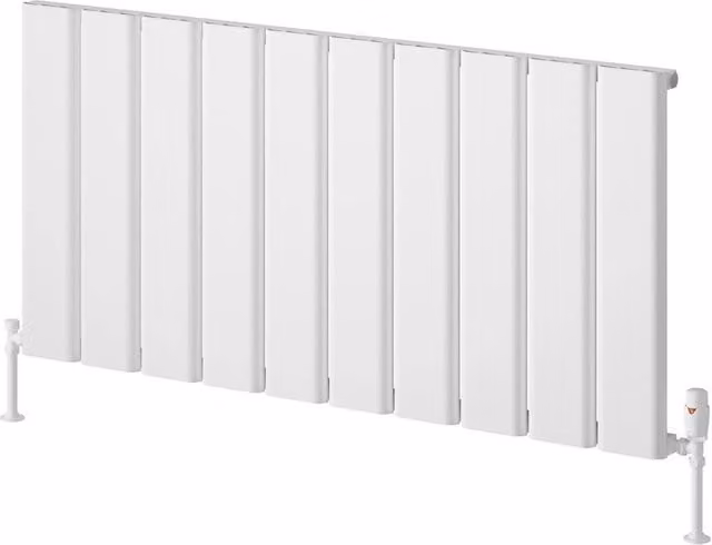 Bathroom Kingdom Caldaro White Designer Horizontal Aluminium Radiator W: 124.5 cm, H: 60.0 cm