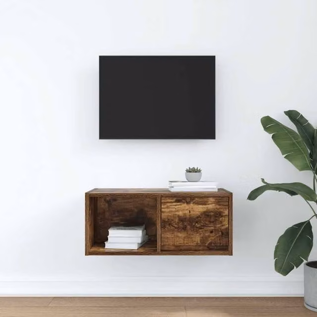 Berkfield Home TV Cabinet in Smoked Oak Brown, W/D/H: 60 x 31 x 25.5 cm