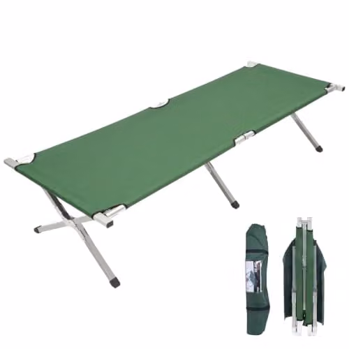 Milestone Camping Folding Camp Bed in Green with Carry Bag, W/D/H: 189 x 64 x 42 cm – 1