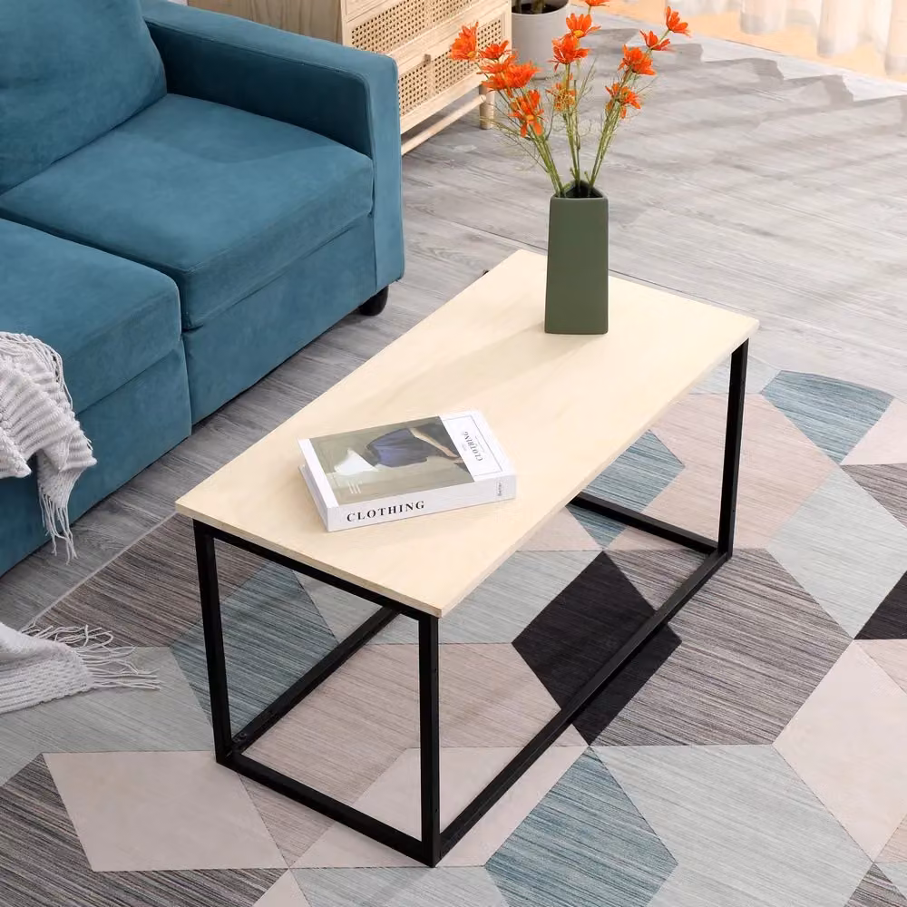 Nordlys Rectangular Modern Industrial Wooden Coffee Table in Black – 2