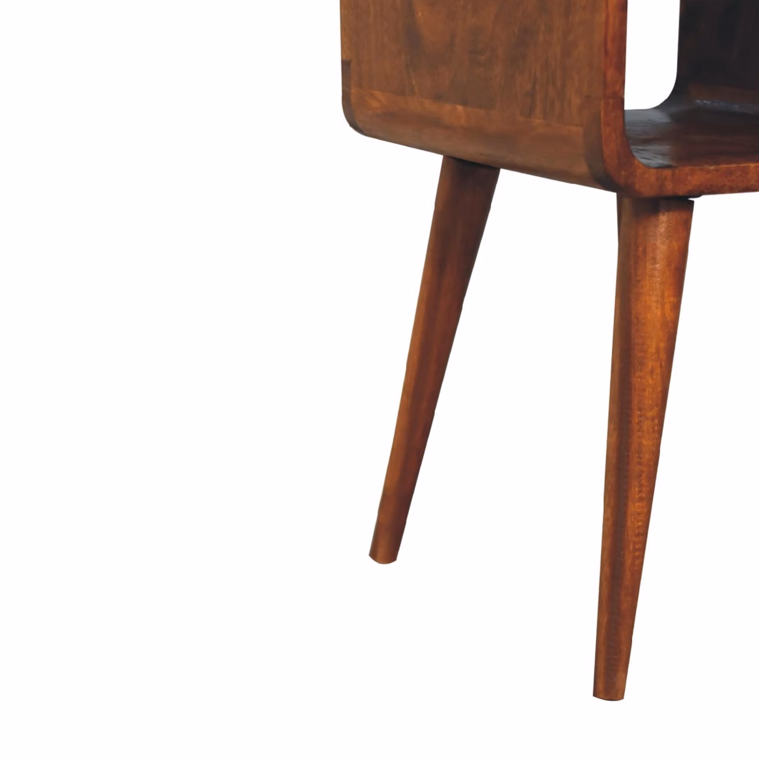 Aosom UK Solid Mango Wood Mini Bedside Table with Drawer and Curved Open Shelf, Brown, W/D/H: 30 x 30 x 55 cm – 4