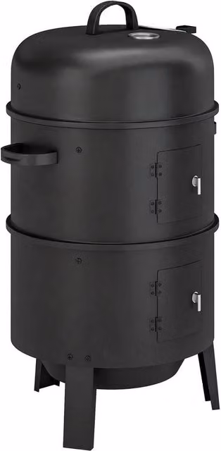 Kelvenix 3-in-1 Vertical Charcoal Smoker with Thermometer and 2 Grill Grates, Black – 1