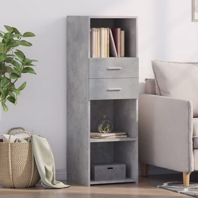 Berkfield Home Modern Highboard in Concrete Grey, W/D/H: 40 x 42.5 x 124 cm