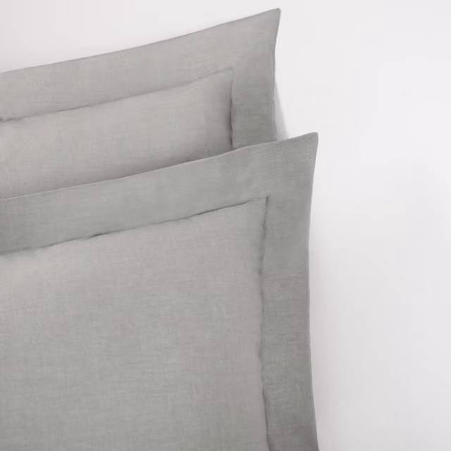 Highams Pair of Grey Cotton Oxford Edge Pillowcases