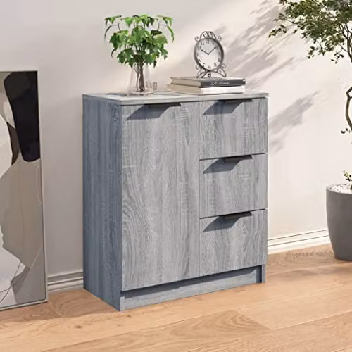 vidaXL Modern Matt Grey Sonoma Engineered Wood Sideboard – 3