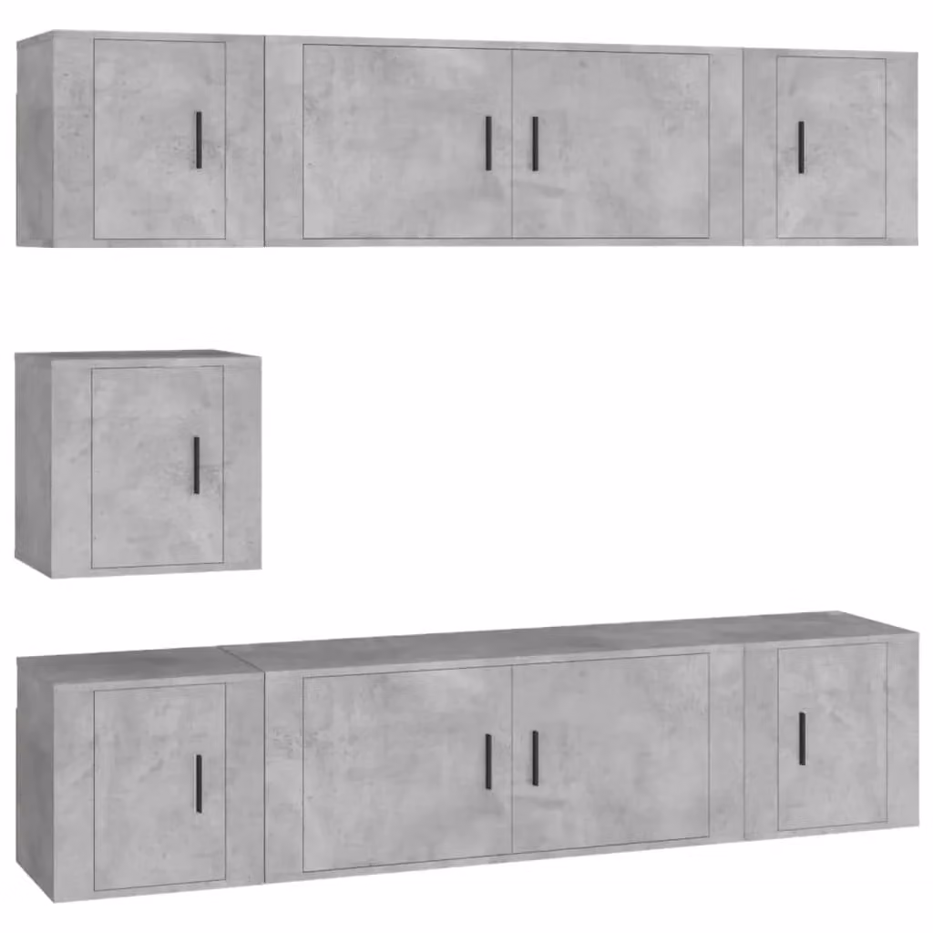 Berkfield Home 7 Piece Modern Wall Mounted TV Cabinet Set in Concrete Grey MDF – 2
