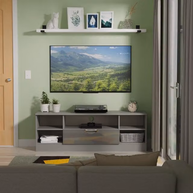 Ready Assembled 2 U Holborn Wide 1 Drawer TV and Media Unit in Matt Mid Grey – 1