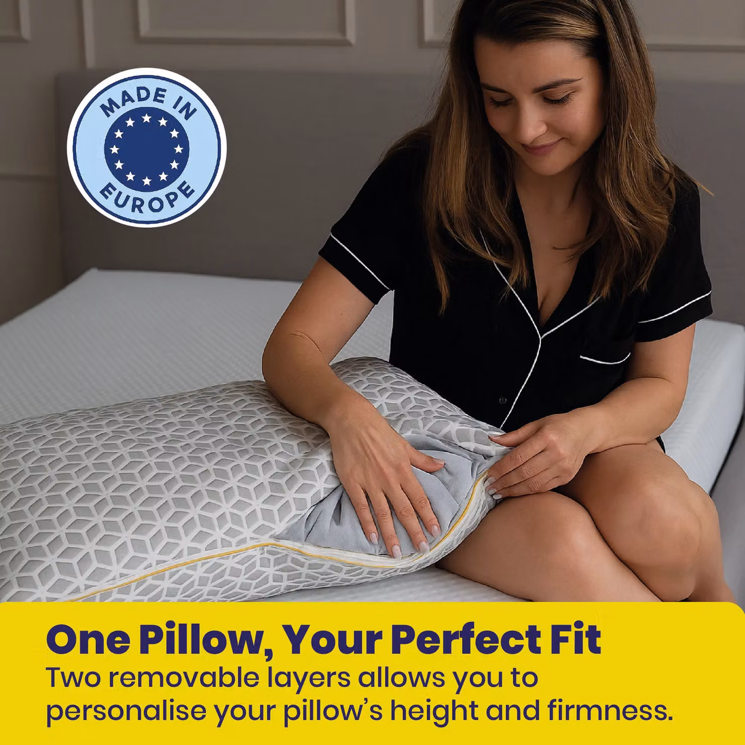 Brightr Sleep Luna 2 Pack Memory Foam Pillows in Grey, Medium Firm, Cooling and Antibacterial for Side, Back and Stomach Sleepers – 4