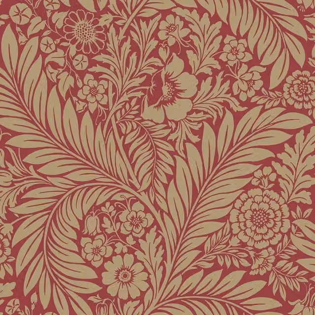 Belgravia Florence Leaf Botanical Floral Wallpaper in Red