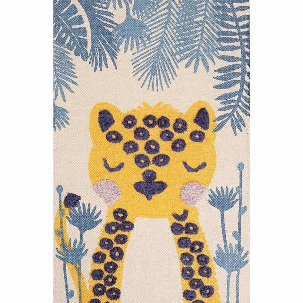 Wyld and Coco Leopard Print Kids Rug, Multicolour and Beige, W: 80 cm, L: 150 cm