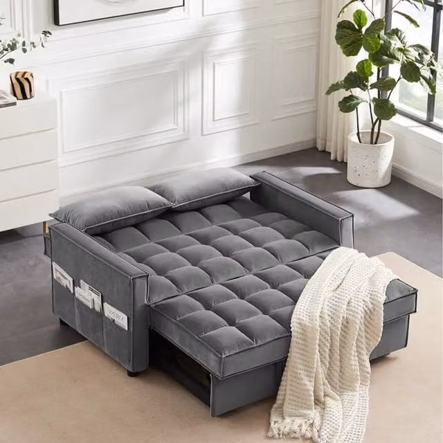 Furniture786ltd Mallard 2 Seater Velvet Sofa Bed in Grey