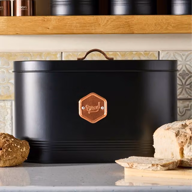 Cooks Professional Ventilated Metal Bread Bin in Black