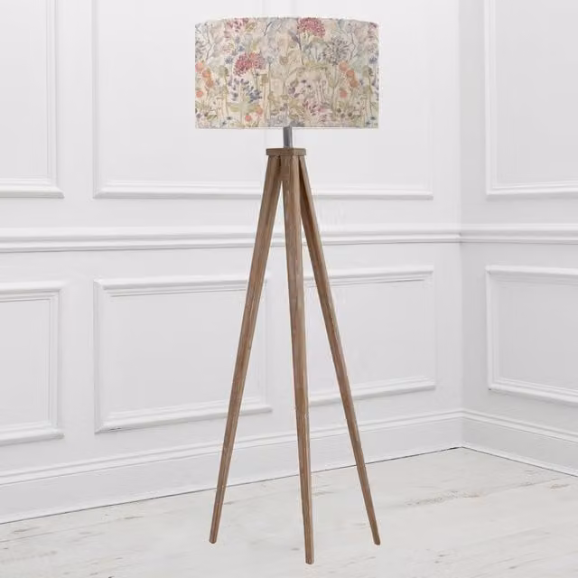 Voyage Maison Aratus Modern Floor Lamp with Hedgerow Eva Lampshade in Grey and Beige, H 158 cm x W 52 cm – 1
