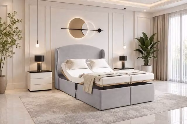 Soft Snooze Beds Chester Wings Electric Adjustable Mobility Bed with Foam Mattress in Silver, W/D/H: 140 x 200 cm