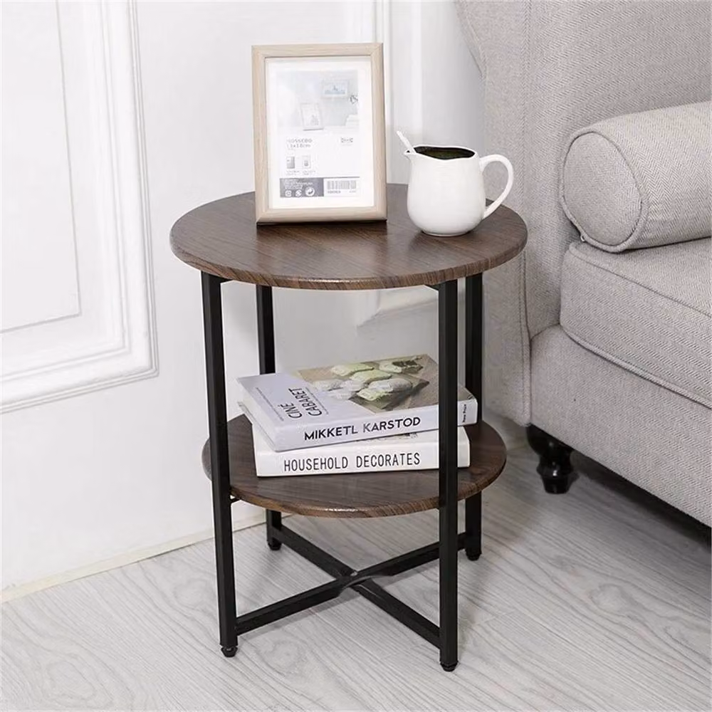 Kelvenix Modern Round Coffee Side Table in Walnut Brown, W/D/H: 40 x 40 x 47 cm – 4