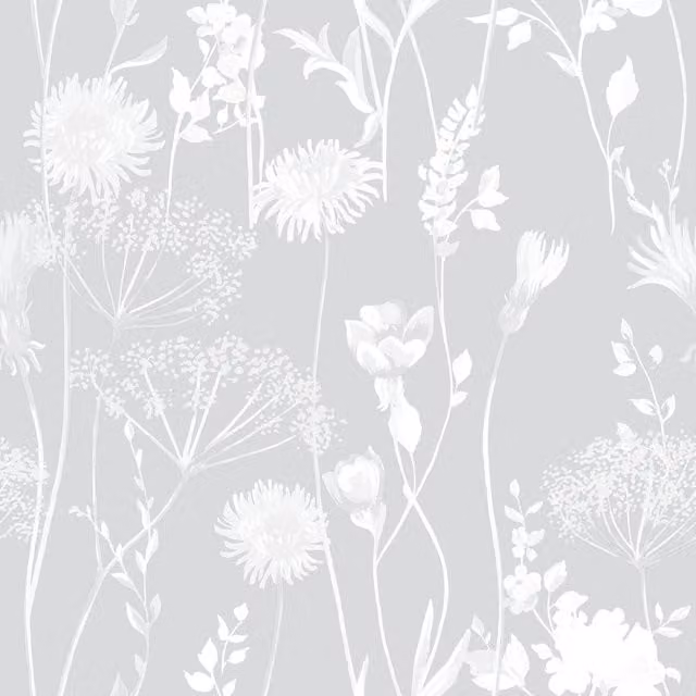 Catherine Lansfield Meadowsweet Floral Botanical Wallpaper in Grey