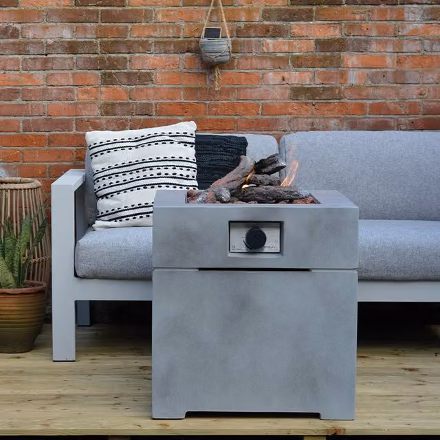 Cosibrixx 60 Concrete Effect Fire Pit Table in Anthracite Grey by Pacific Lifestyle