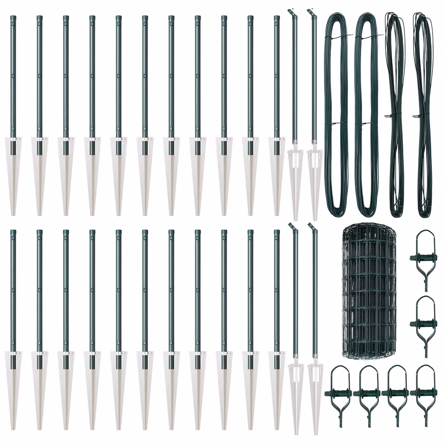 Berkfield Home Euro Fence in Green and Silver Galvanised Steel with 13 Round Spike Posts, 0.4 x 50 m – 2