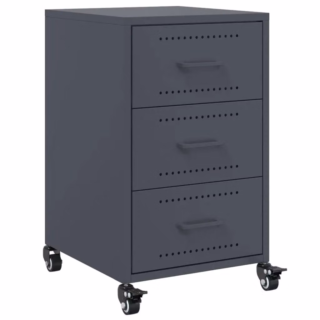 Berkfield Home Anthracite Bedside Cabinet in Black Metal, W/D/H: 36 x 39 x 59 cm – 2