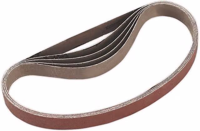 Loops 5 Pack 100 Grit Aluminium Oxide Slim Detail Sanding Belts, 20mm x 520mm, Brown/Multicolour