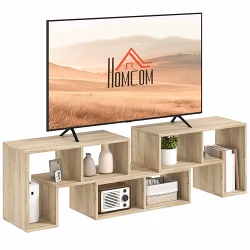 HOMCOM Grey TV Stand for Televisions up to 75 Inches