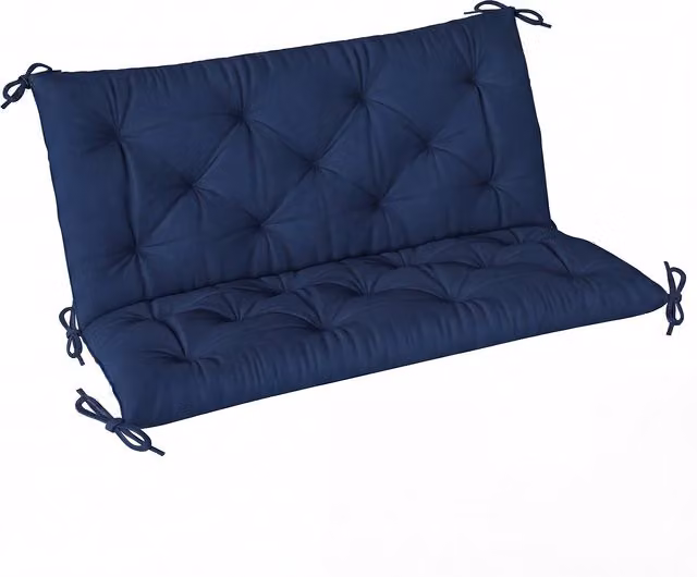 Outsunny 2 Seater Garden Bench Pad with Back and Ties, Dark Blue, W: 98 cm, H: 100 cm