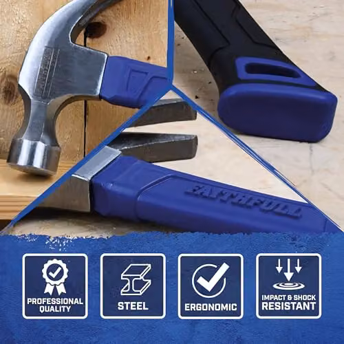 Faithfull Claw Hammer with Fibreglass Shaft, 567g, Blue – 4