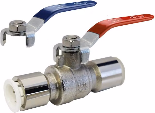 John Guest Reliance 15mm Straight Brass Bodied Pushfit Lever Ball Valve in Silver