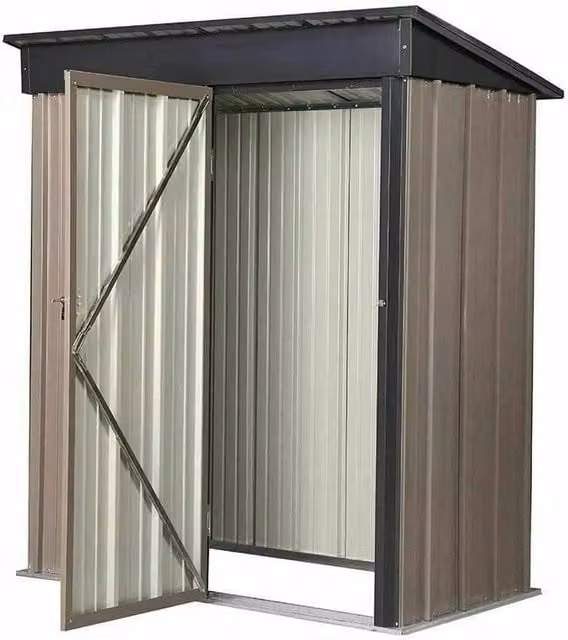 Kelvenix Brown Galvanised Metal Pent Garden Shed – 1