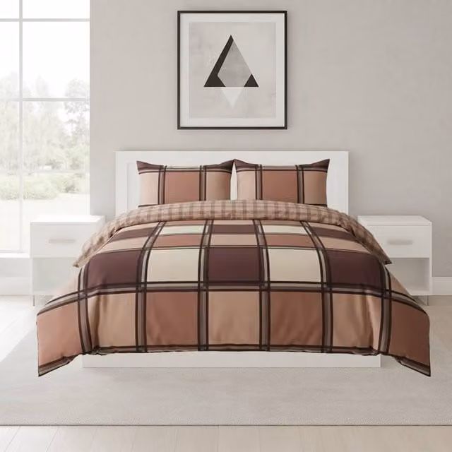 Snug City City Box Print Duvet Cover and Pillowcase Set in Brown, Super King, 200 x 200 cm – 1