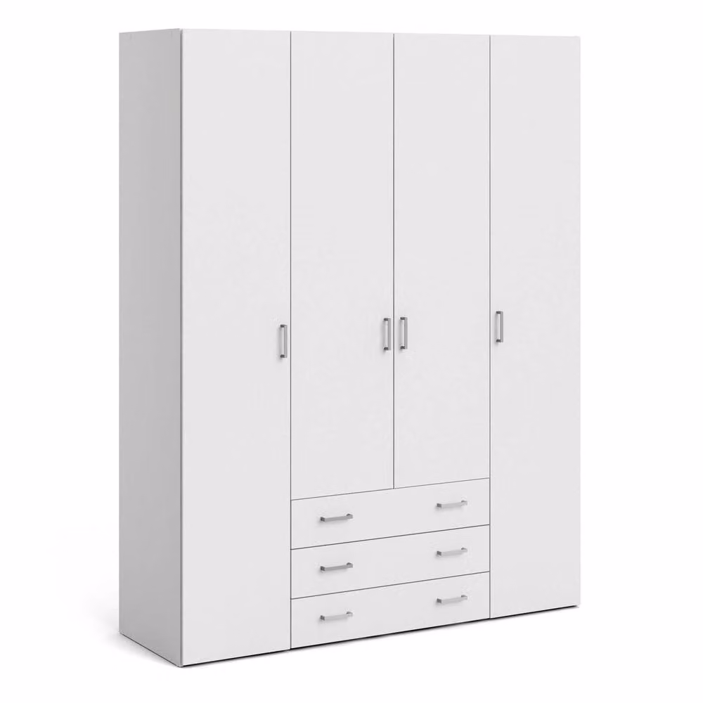 Wyld Haus Munich Modern 4 Door Wardrobe with Drawers and Shelves in White – 2