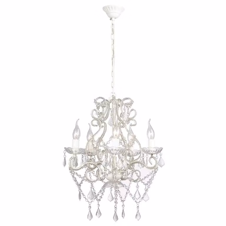Berkfield Home White Crystal Chandelier with E14 Base