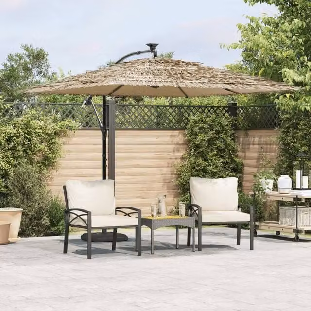Berkfield Home Garden Parasol in Brown with Steel Pole, W/D/H: 269 x 269 x 235 cm – 1