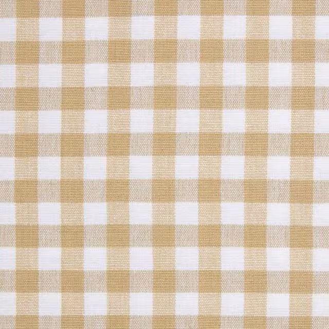 Homescapes Pure Cotton Gingham Check Fabric, Beige and Brown, Width: 150 cm