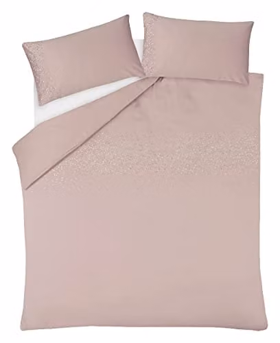 Sleepdown Gem Embellished Sateen Blush Pink Duvet Cover and Pillowcase Bedding Set, W/D/H: 200 x 200 cm – 3