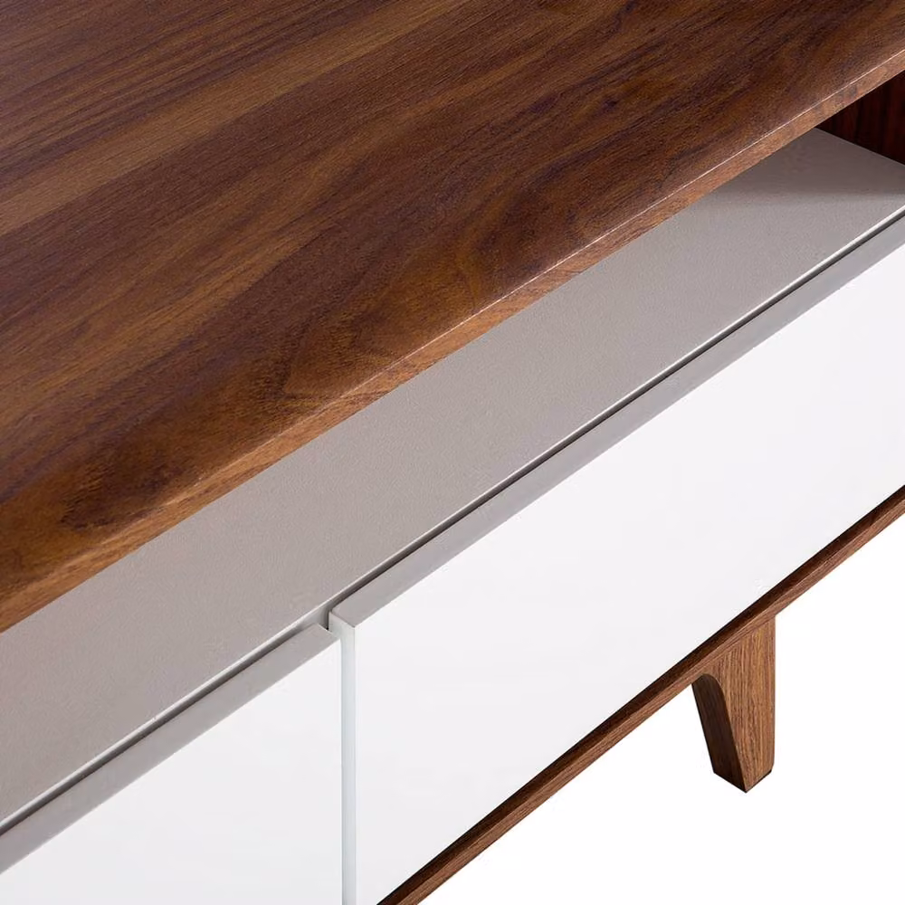 Wyld and Coco Modern Lacquered TV Stand and Console with 3 Drawers in Dark Brown and White – 3