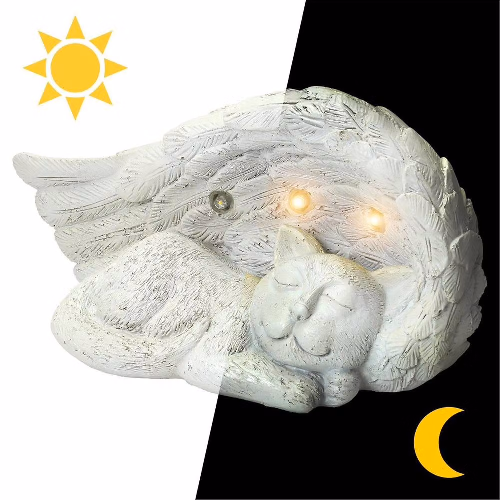 NESTLUNE Solar LED Lit Pet Cat Memorial Light in Grey – 4