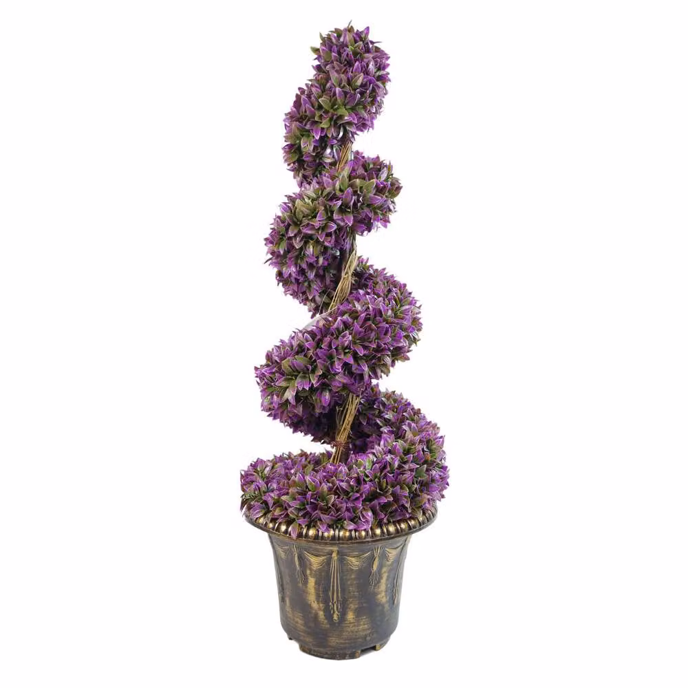 Leaf 120cm Purple Artificial Large Spiral Tree with Decorative Planter, H 120 x W 35 x D 35 cm – 7