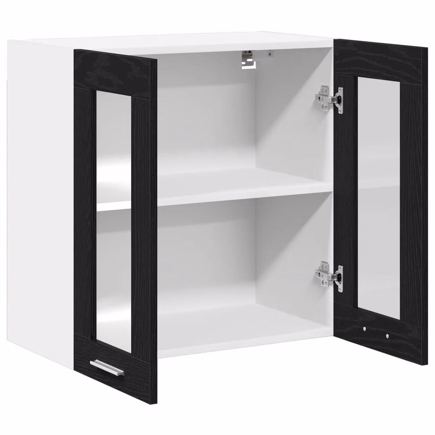 Berkfield Home Modern Wall Mounted Glass Cabinet in Black Oak, W/D/H: 60 x 31 x 60 cm – 4