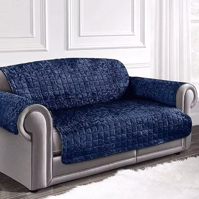 Intimates Blue Velvet 2 Seater Sofa Protector, Water Repellent and Stain Resistant