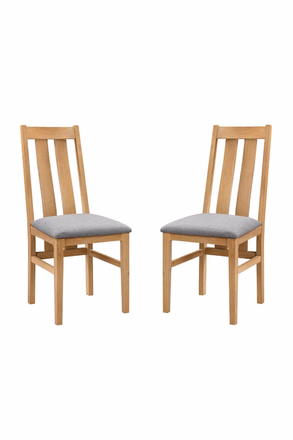 Julian Bowen Cotswold Dining Chairs Set of 2 in Oak with Grey Fabric Upholstery – 2