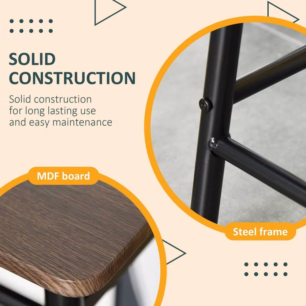 Wyld Haus Yoliba 3 Piece Breakfast Bar Table and Stool Set in Black and Oak – 6