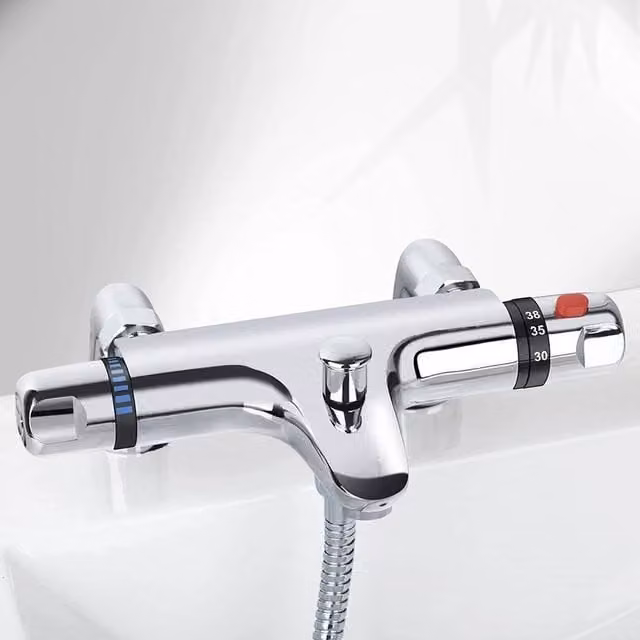 SPETLEK Thermostatic Shower Mixer Tap in Silver Chrome Brass Finish
