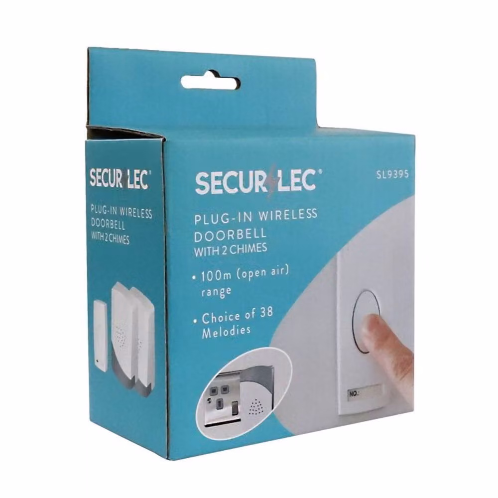 Securlec Plug-In Wireless Doorbell with UK Plug in White – 2