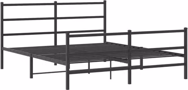 Berkfield Home Metal Bed Frame with Footboard, Black, W/D/H: 150 x 200 x 90 cm – 1